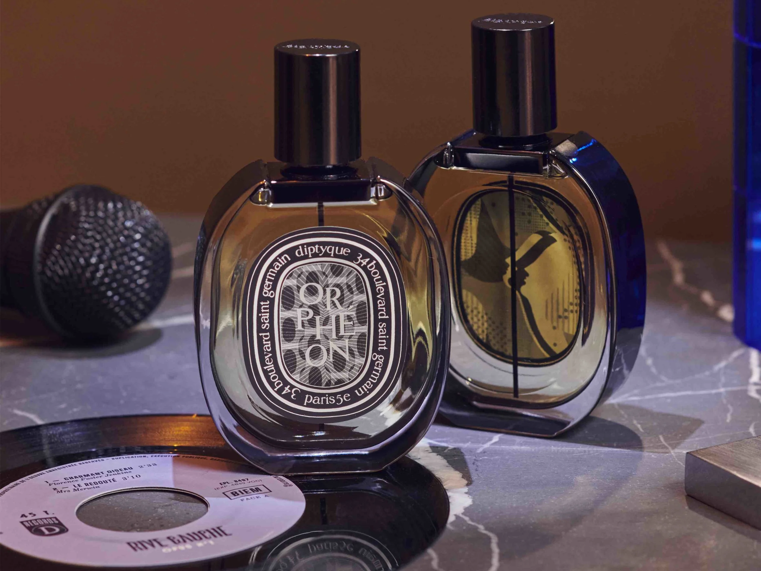 Bottle of Diptyque Orphéon perfume representing Parisian heritage and the iconic Orphéon nightclub