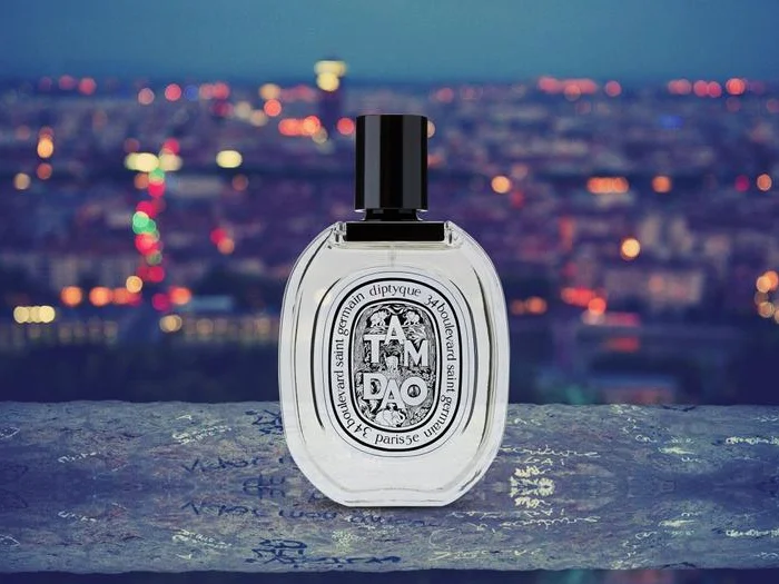 Tam Dao Diptyque cologne bottle with fresh, light sandalwood scent